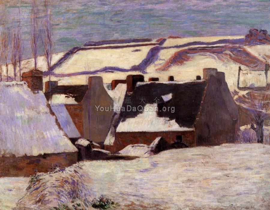Pont-Aven in the Snow - 保罗·高更